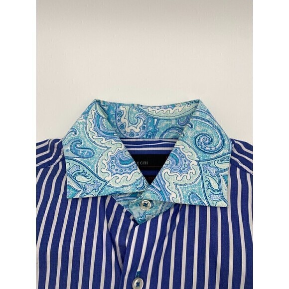 Zaatxchi Collezione Striped Long Sleeve Blue For Men Size Medium - Picture 3 of 15